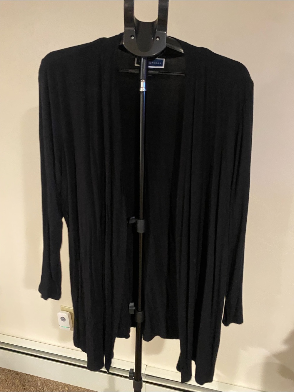 Karen Scott Black Open-Front Draped Cardigan